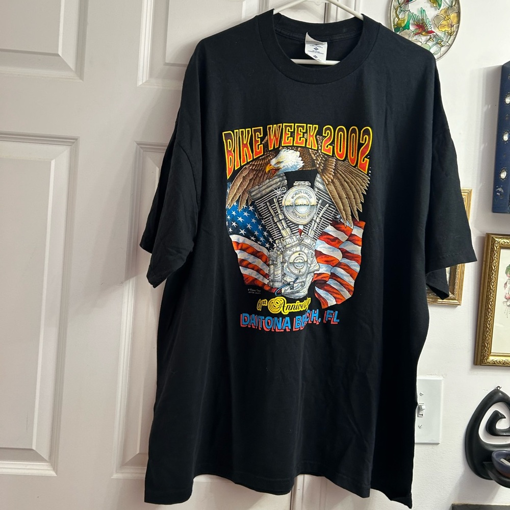 Y2K Bike Week 2002 tshirt - Daytona Beach Florida black t-shirt size 2XL